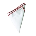 Solid white business pocket square with red piping for men's suits and formal weddings - White with Double Red Edge (13)