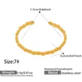 Detail view of wavy gold stainless steel ring with size measurements and dimensions - Size 7 / Beaded Bubble Style (Y169)-Gold