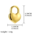 Gold plated stainless steel heart padlock pendant charm with measurements and weight details - Heart Lock