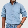 Chemise oxford homme classique bleu clair à manches longues et col boutonné élégante - S / Hauts / Bleu ciel
