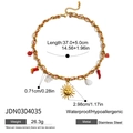 Collier en acier inoxydable doré avec cordon rouge et pendentifs variés colorés - Collier Tressé Multi-Pendentifs (JDN0304035) / 37+5cm