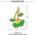 Detailed size parameters of ginkgo leaf pendant in green and yellow enamel stainless steel - YE736-1-Yellow Green Ginkgo Leaf