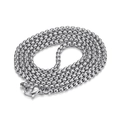 Polished silver stainless steel square pearl link necklace with secure lobster clasp - 3.0*60CM Steel Box Chain