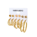 Set di 6 paia di orecchini dorati con farfalla, perle e cerchi geometrici chic - Stile 4 (8565)