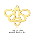 Golden bee charm pendant in stainless steel, 19x25mm size for DIY jewelry making - Bee / Gold