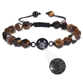 Detailed view of faceted tiger eye beads with 100 languages I love you projection stone - Tiger Eye Bracelet