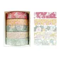Lot de 5 rubans washi aux motifs floraux printaniers et couleurs assorties en boîte - Fleurs de Printemps-4