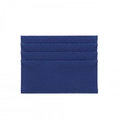 Blue lychee pattern leather card holder with three card slots on a clean white background - Dark Blue