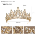 Detaillierte Größenangaben für goldene Strass-Tiara mit Angabe von Höhe und Gewicht - Weiße Strass-Stil (TS-J3246G) / Gold