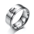 Anillo de acero plateado con grabado de promesa de meñique y texto I Love You - US 7 / Acero con dos ranuras