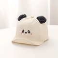 Detail of baby panda baseball cap with 3D ears and embroidered face on cotton fabric - 50cm 1-3 Years / Beige Panda