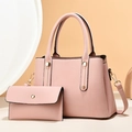 Pink lychee textured leather tote bag set with golden hardware and matching envelope pouch - Pink / 28*12*19