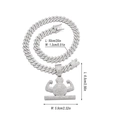 Hip hop zilveren Cubaanse ketting met een met ijs bedekte Hercules geldzak hanger - Hanger + Cubaanse Ketting / Zilveren Spier Geldzak Ketting