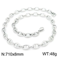 Silver stainless steel pig nose anchor link necklace in size 710x8mm and weight 48g - Silver-710x8mm(KN228509-Z)