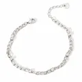 Bracelet en acier inoxydable argenté avec chaîne épi et cinq zircons ronds clairs - Bracelet à Maillons Ronds Zircon Blanc Argenté (GAK811)