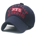 Dark blue baseball cap with red NYS embroidered patch and white varsity text detail - Adjustable / Navy Blue