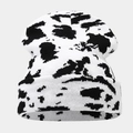Dikke gebreide muts met zwart-wit koeienpatroon voor heren en dames in winter - 5# Zwart-wit Koeienprint