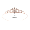 Serre-tête couronne rose doré pour filles avec strass, largeur 12,4 cm et hauteur 3,8 cm - Couronne creuse à volutes de cœur en or rose (Style 31)