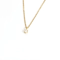 Collar minimalista bañado en oro de 18K con circón redondo brillante en engaste de garras - Abril-Transparente