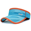 Kids breathable mesh sun visor in blue and orange with Sport woven label - Adjustable / Lake Blue