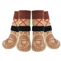 Calze per cani impermeabili e antiscivolo con motivo a rombi e cinturini in velcro - Khaki Focus Paw Print [borsa Portaoggetti Di Alta Qualità] / XS
