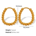 Minimalist gold beaded round hoop earrings in stainless steel for women 18.3mm - Round Beaded Style (EH273) / Gold