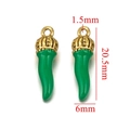 Green chili pepper pendant with golden crown detail and precise 20.5mm size dimensions - Green-Gold