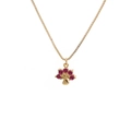 Golden box chain necklace with a tree pendant featuring red crystals on white background - 0587YS-Tree Pendant
