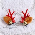 Christmas reindeer antler hair clips with red ears and gold bells set of two - A19# Mushroom Bell Style