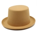 Cilindro classico in feltro color cammello con corona alta e tesa curva elegante - M (56-58cm) / Cammello