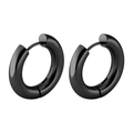 Minimalist black stainless steel round hoop earrings with a thick polished metal finish - One 2.5*18mmm Black One
