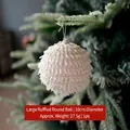 10cm cream white pleated chenille Christmas ball with gold glitter for tree decoration - Round Skirt Ball White 10CM