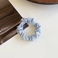 French retro light blue scrunchie with metallic shimmer fabric for elegant ponytail styles - Small / Blue