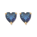 Elegante hartvormige donkerblauwe zirkoon oorknopjes in een vergulde driepotige zetting - Oorbellen-Donkerblauw