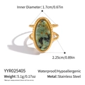 Detailweergave van ring met Afrikaanse turkoois met afmetingen en specificaties - Groene Natuursteen (YYR025405)