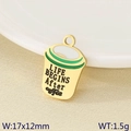 Green and white enamel coffee cup pendant charm with Life Begins After Coffee text - Life Begins After Coffee Cup (KLJ9550-ZLA)