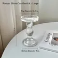 Roman style crystal glass candle holder with 13.8cm height for French retro home decor - Large Roman Glass Candle Holder