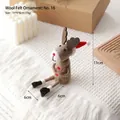 Handmade Christmas reindeer wool felt ornament with red hat measures 11x6x6cm - No. 16 (Reindeer with Red Hat)