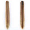 Long straight brown and blonde highlighted ponytail hairpiece with claw clip - 12H24-Golden Brown Highlight Blonde