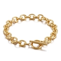 Polished gold stainless steel link bracelet featuring a classic 8mm toggle clasp design - 200mm x 8mm / Gold