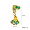 Golden heart earrings with colorful crystal rhinestones dimensions 20mm by 9.1mm - Multicolor Zirconia Heart Fan Charm (YTE2411008-7)
