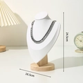 White portrait jewelry mannequin with wood base for necklace display stand - Medium Size White Leather