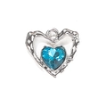 Hollow heart-shaped pendant with a sparkling blue gemstone and silver-plated finish - Blue Plated Silver