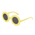 Cute sunflower shaped kids sunglasses with bright yellow frames and dark lenses - Bright Yellow
