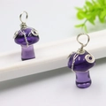Pendentif champignon en cristal violet fait main avec fil argenté et anneau en métal - Améthyste Synth Ton Argent