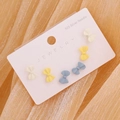3-piece set of matte bow stud earrings in pastel colors with 925 silver needles - 3 Pairs Light Color Bowknot Stud Earrings Set (3#)