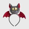 Halloween bat plush headband with red wings and cartoon face for party costumes - Bat