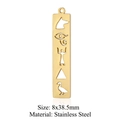 Detail view of 8x38.5mm golden stainless steel pendant with Egyptian Eye of Horus symbols - Gold Short Egyptian