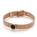 Bracelet maille milanaise or rose avec disque chiffres romains et boucle ajustable - Or rose