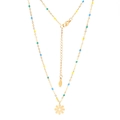 Detail of bohemian gold stainless steel chain with colorful beads and petal pendant - Colorful